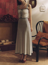 Vintage Straps-Midikleid mit Kontraststreifen